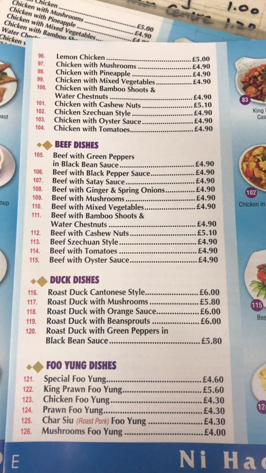 Carta del restaurante NI HAO Chinese takeaway Doncaster, Sandringham
