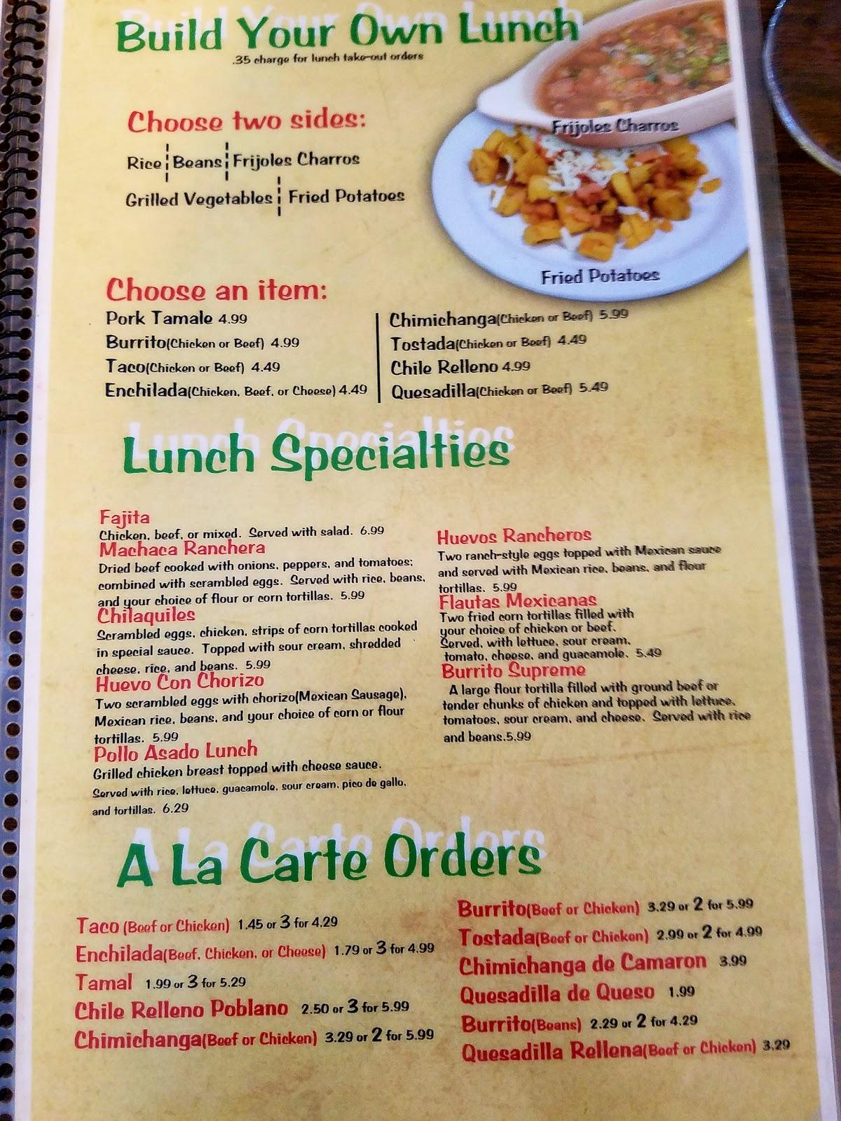 Menu at Playa Azul Mexican Grill restaurant, Conway