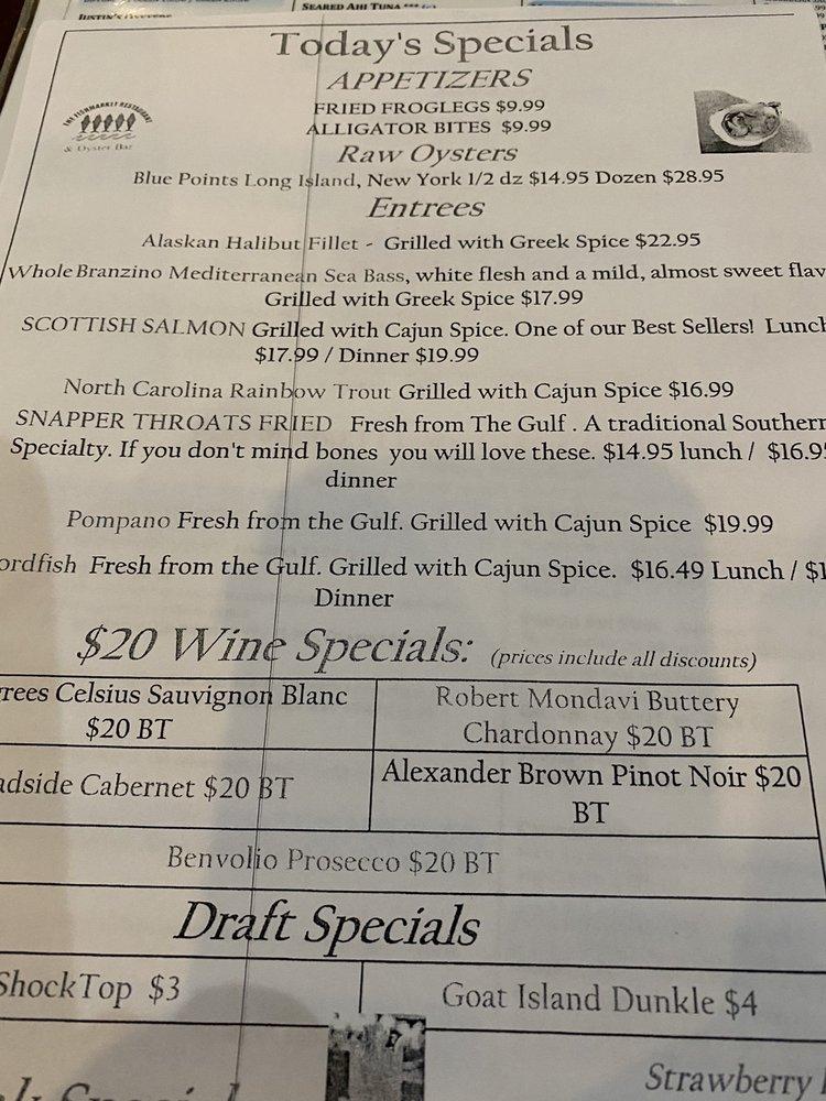 Menu at The Fish Market Restaurant, Birmingham, US31