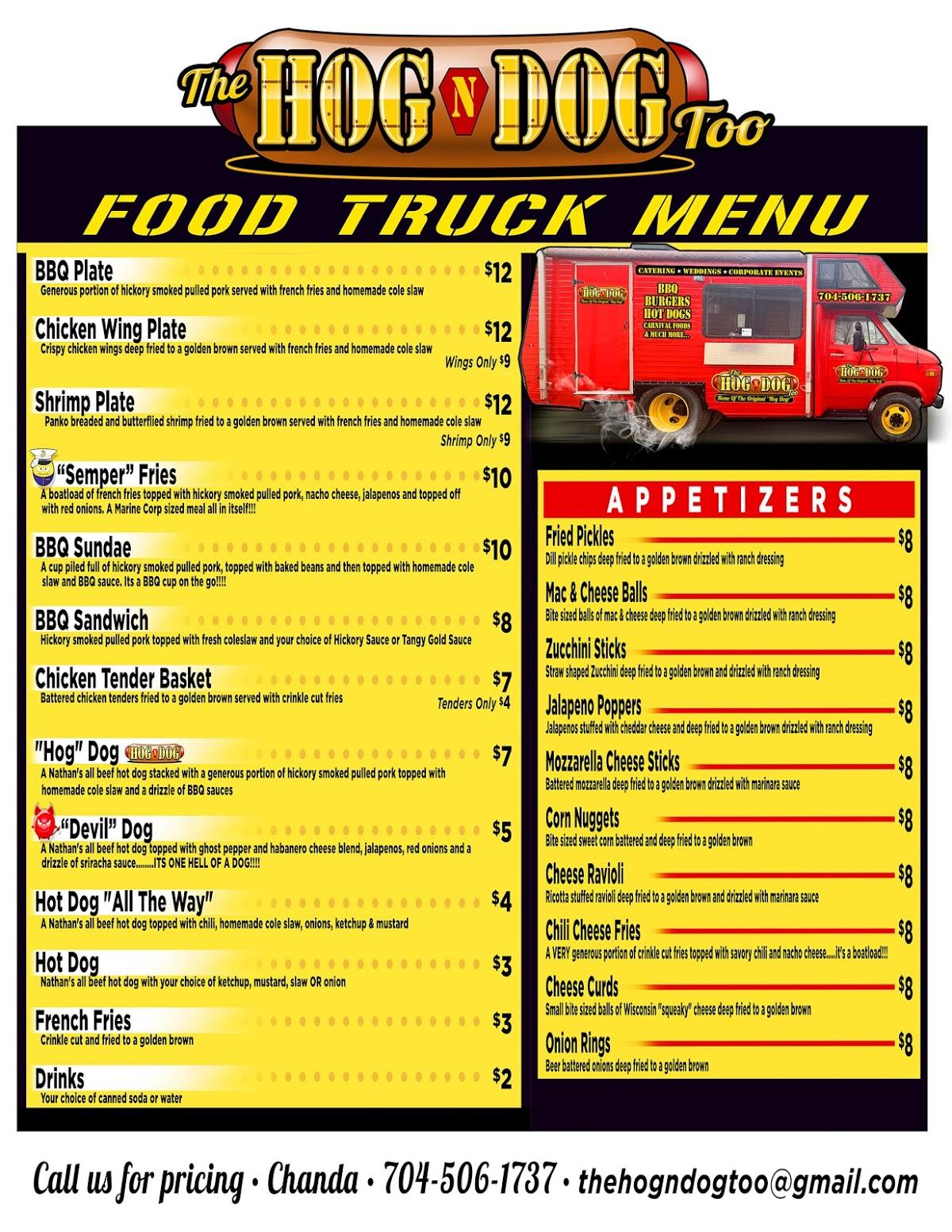 Menu at The Hog N Dog Too Food Truck & Catering, Monroe