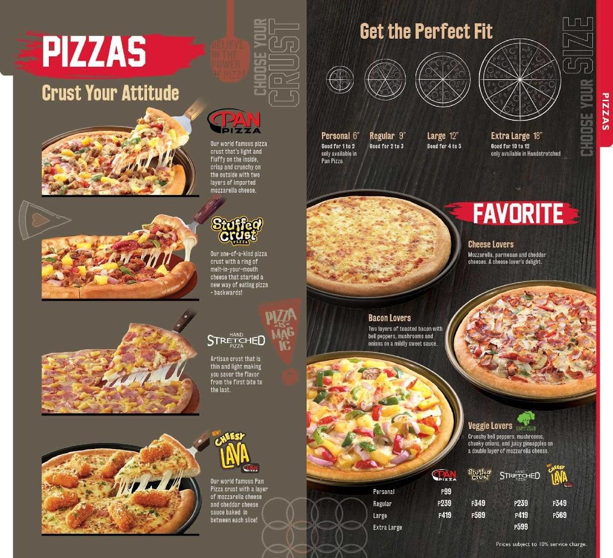 Menu at Pizza Hut restaurant, Iloilo City, Megaworld Blvd