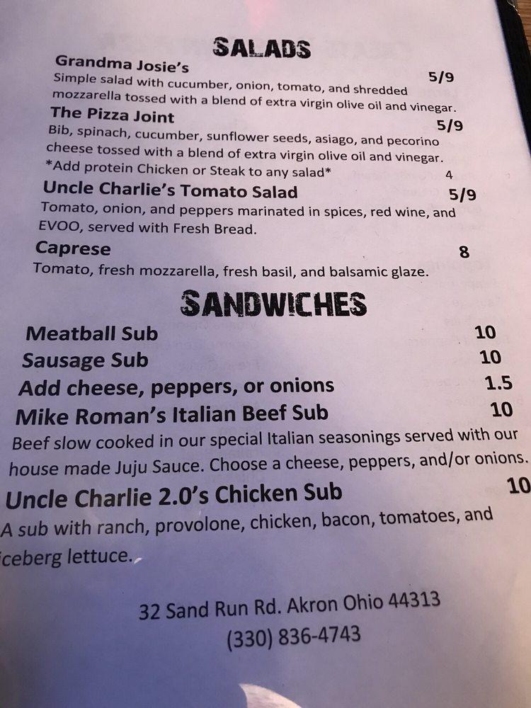 Menu at Pavona's Pizza Joint pizzeria, Akron