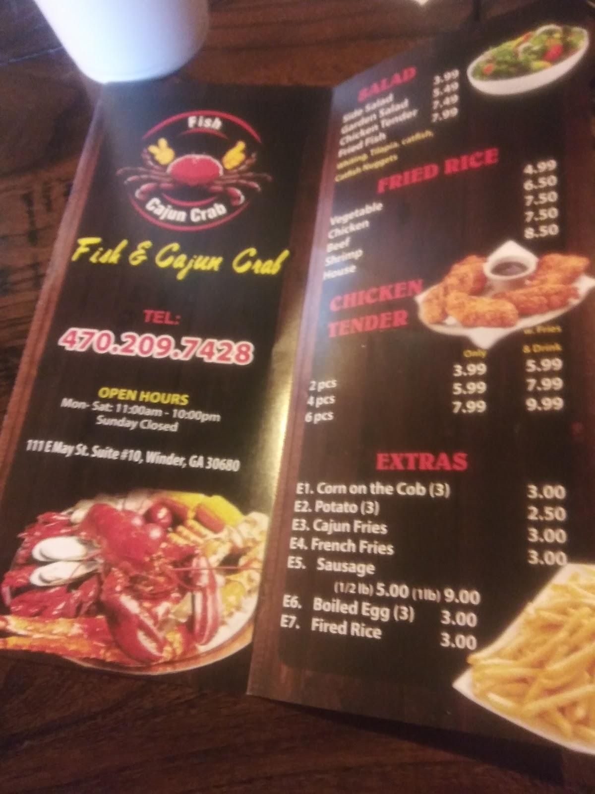 Menu at FISH & CAJUN CRAB restaurant, Winder