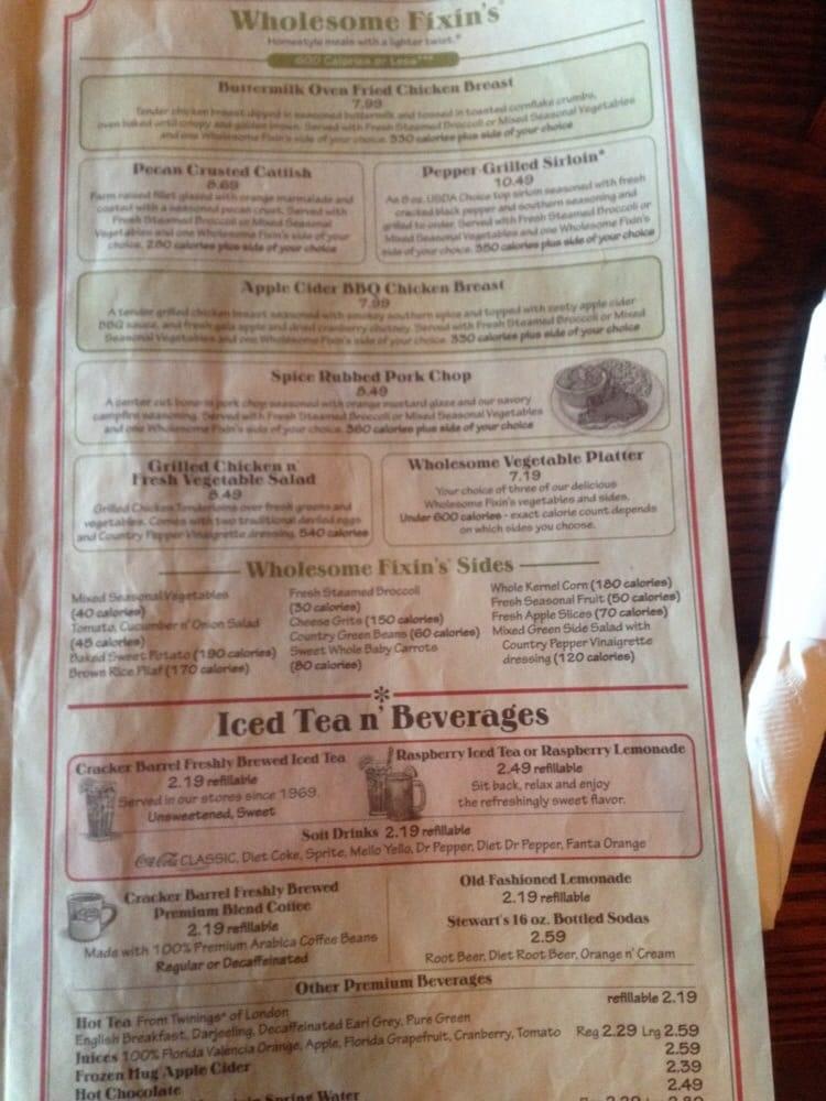 Menu at Cracker Barrel Old Country Store, Terre Haute