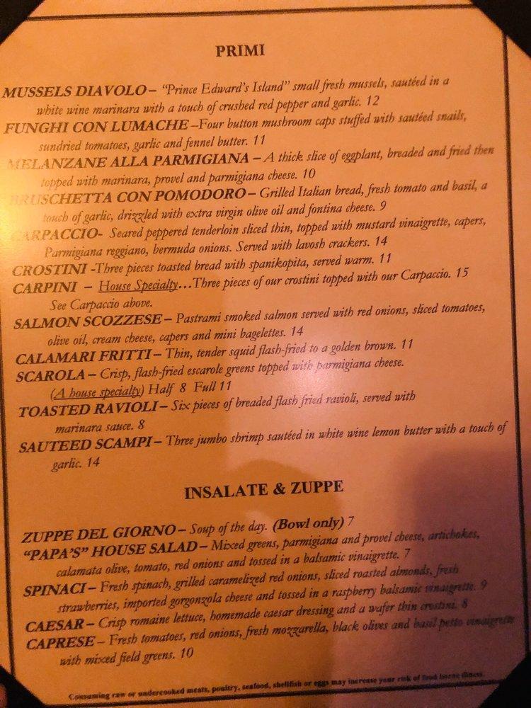 Menu At Frank Papa S Ristorante Restaurant Brentwood   Rfe3 Menu Frank Papas Ristorante 2022 09 