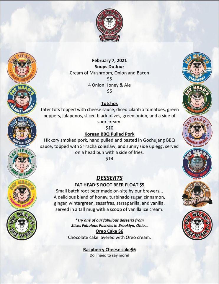 Menu at Fat Heads Brewery & Saloon - North Olmsted, OH pub & bar, North ...