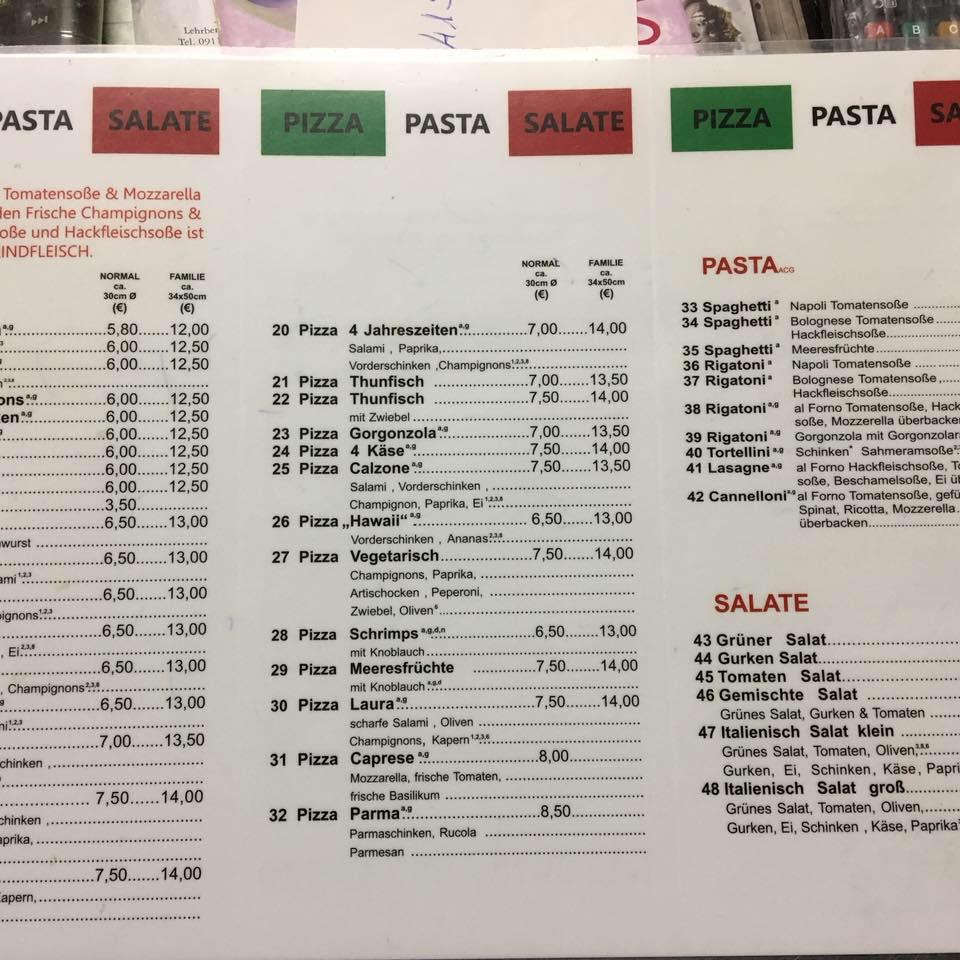 Speisekarte von Pizzeria Laura, Röthenbach an der Pegnitz