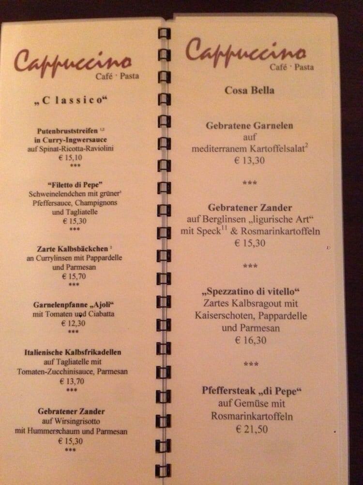 Speisekarte von PASTA UND Pizzahaus Cappuccino, Bad Sassendorf