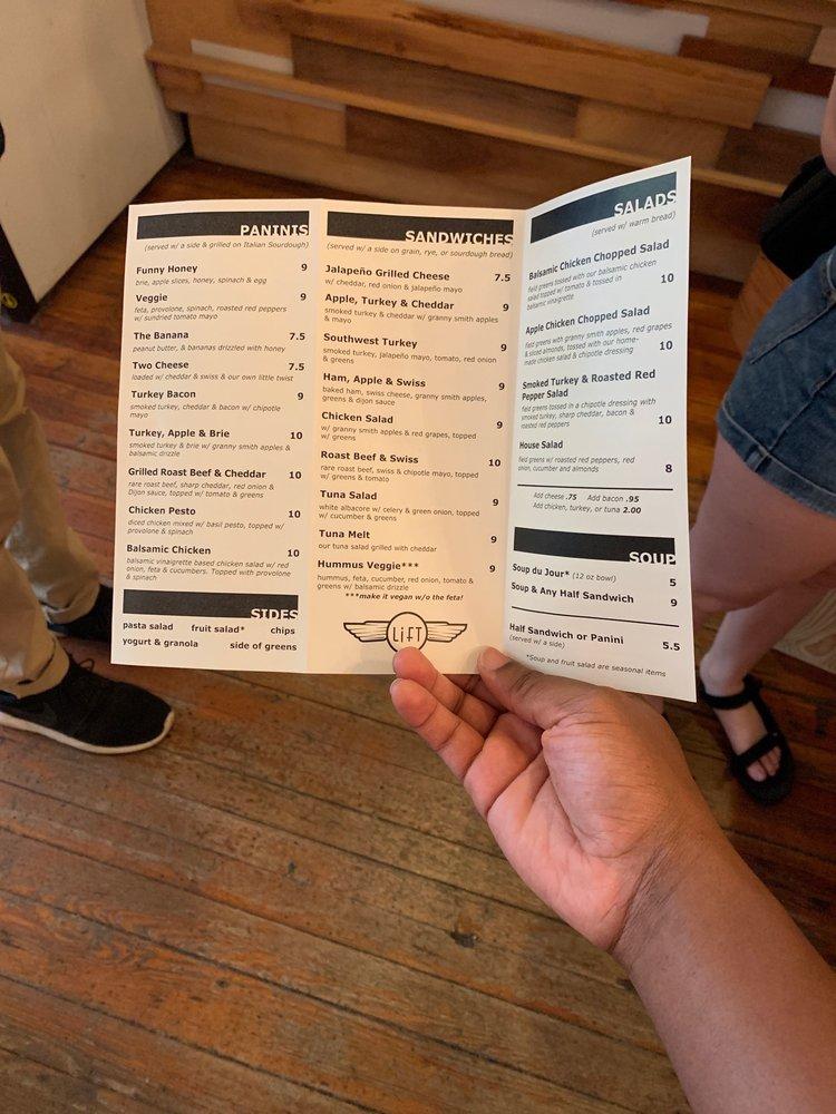 Menu at Lift Coffee Shop & Cafe, Richmond