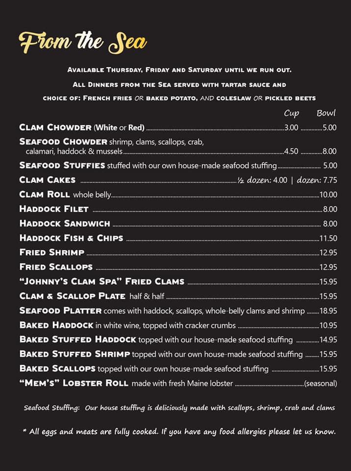 Menu at Cow's Tail Restaurant and Creamery, Burrillville