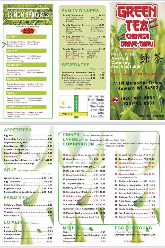 Menu At Green Tea Chinese Drive Thru Restaurant Green Bay E Mason St   Rfe8 Green Tea Chinese Drive Thru Menu 2023 01 5 