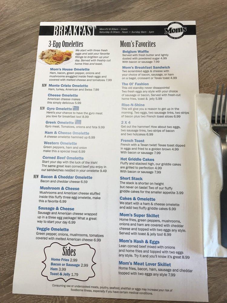 Menu at Mom's Deli & Grille restaurant, North Royalton, York Rd