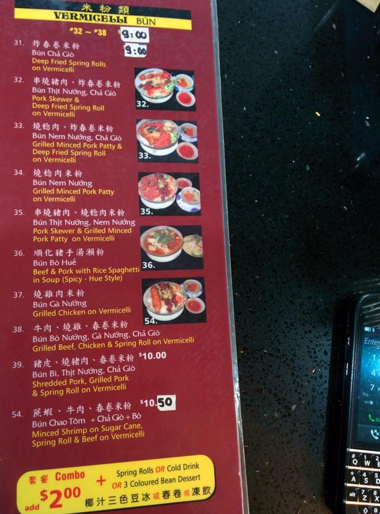 Menu at Pho Thai Hang 2 Restaurant, Vancouver