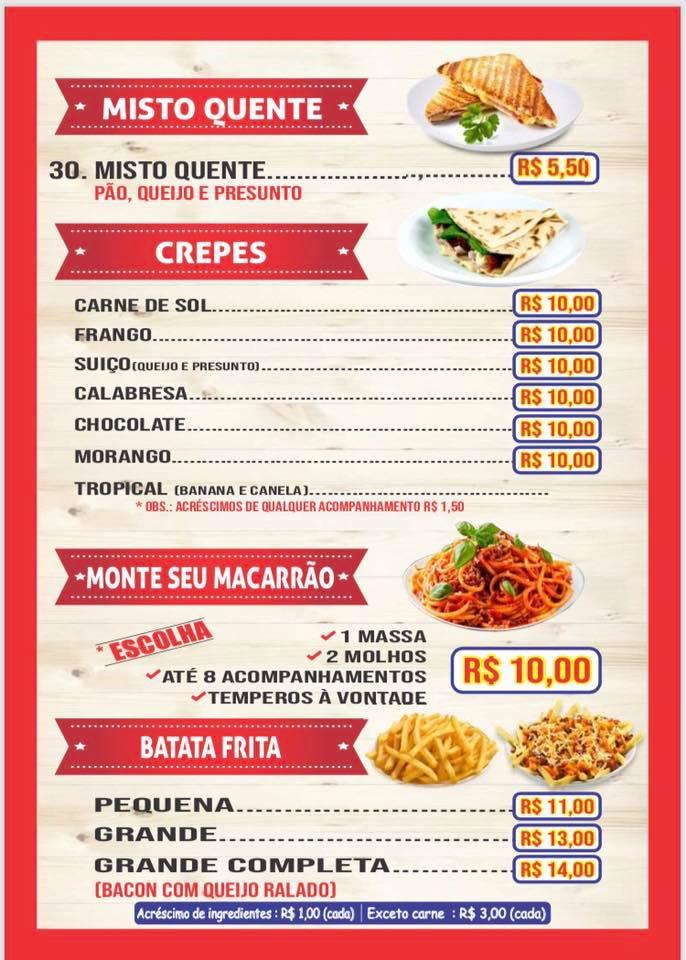 Popeye Lanches cardápio