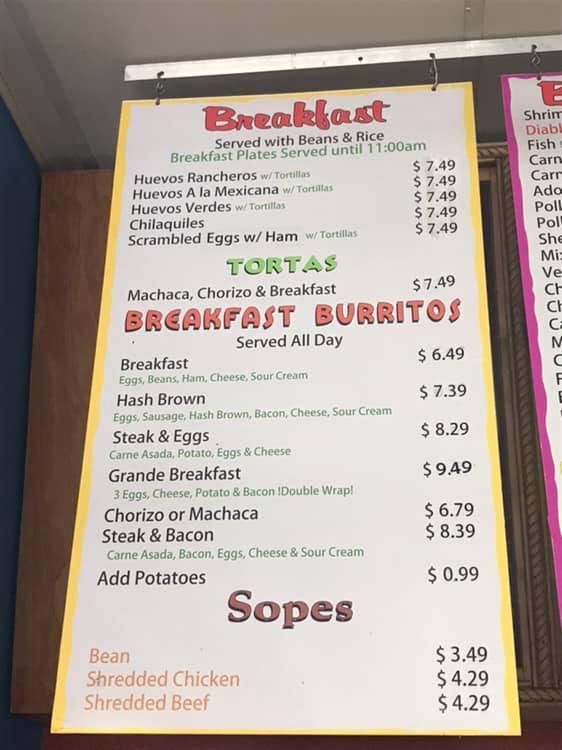 Menu at Cotijas Mexican Food restaurant, San Diego, Tierrasanta Blvd