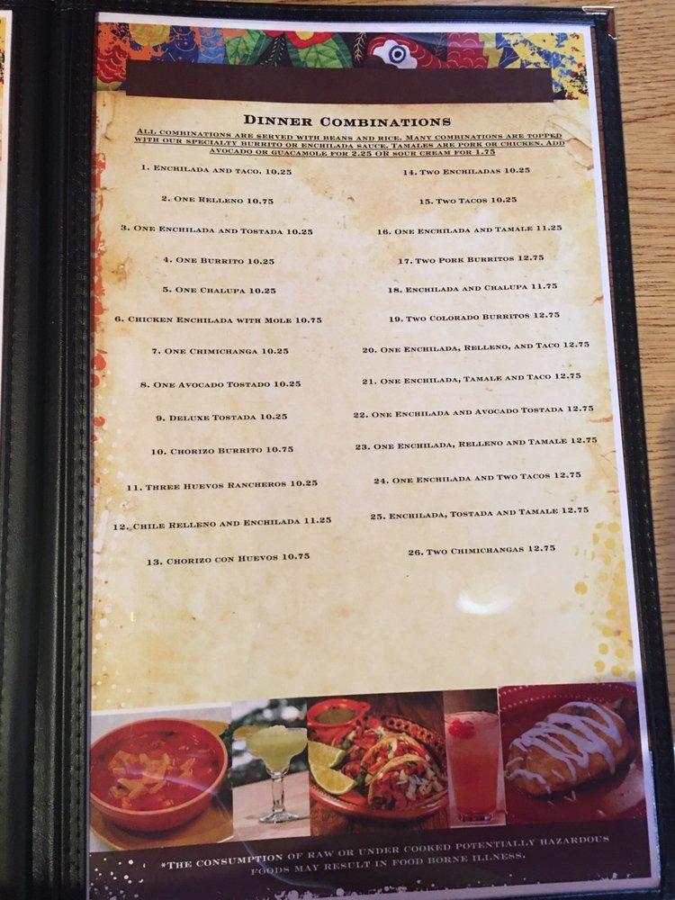 Menu at Nacho's Mexican Restaurant, Mossyrock