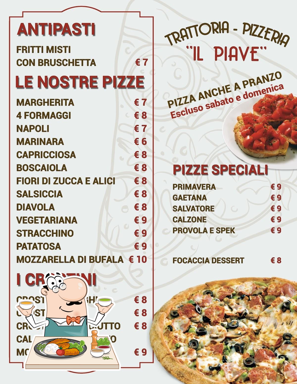 Menu di Piave 1952 Trattoria Pizzeria a Legna Frascati Centro 
