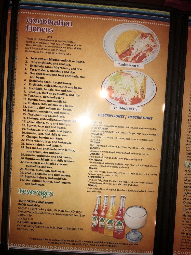 Menu at Mi Zarape restaurant, Orion charter Township