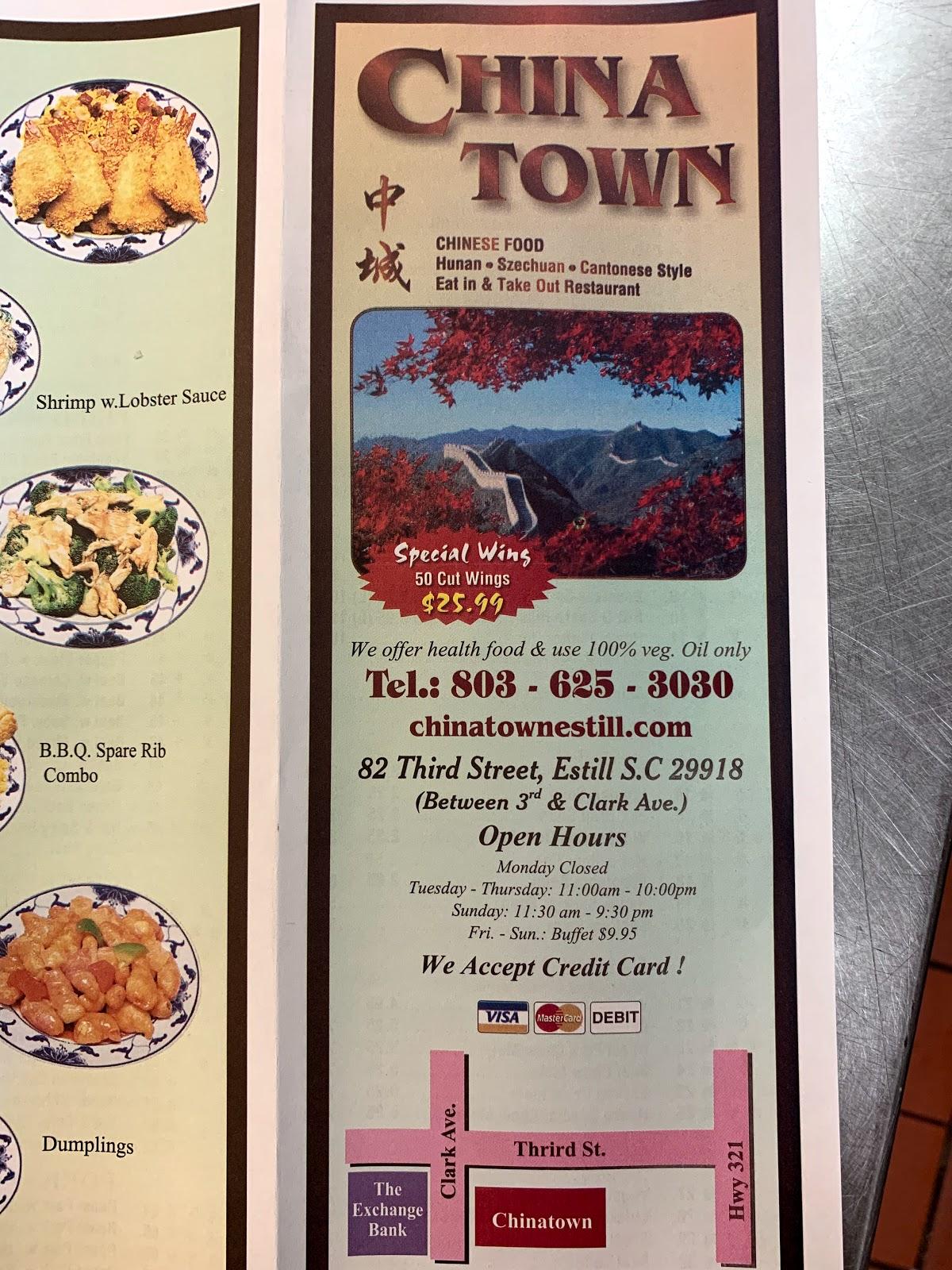 Menu at China Town Chinese Restaurant, Estill