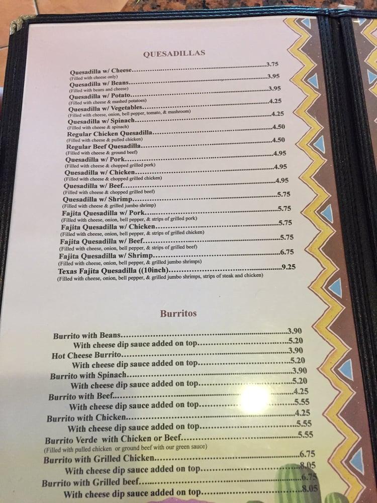 Menu at El Morelia Mexican Restaurant, Bremen, 225 Davis Blvd