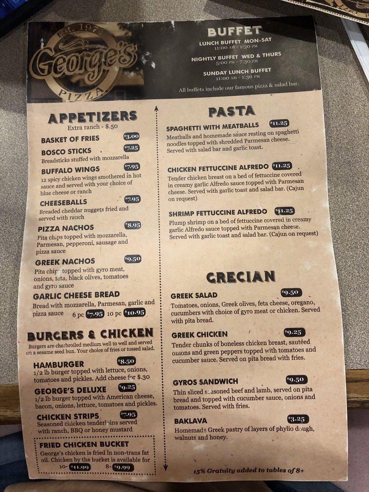 Menu at Pizza pizzeria, Brookings