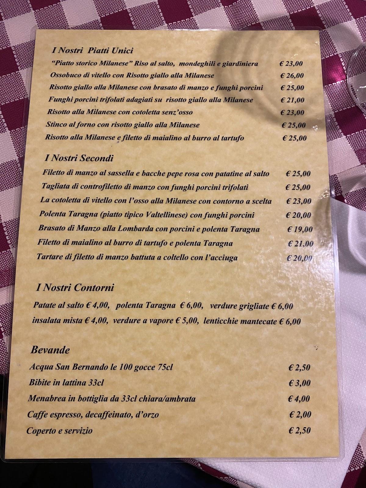 Menu Da La Piola Ristorante Milano Viale Abruzzi