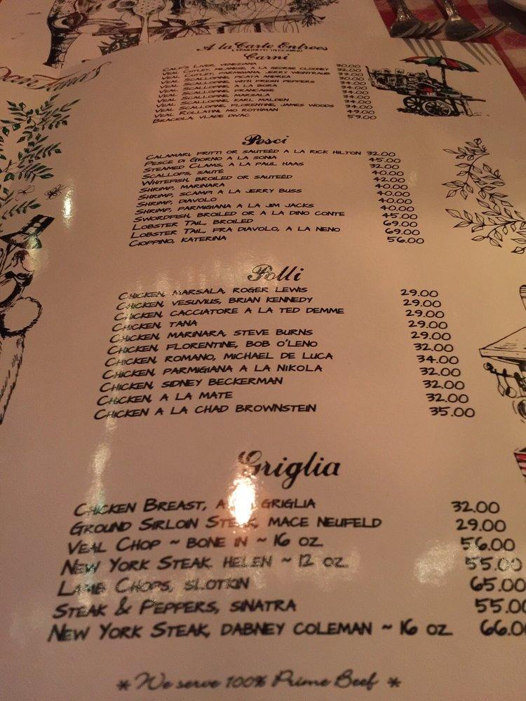 Menu at Dan Tana's pub & bar, West Hollywood