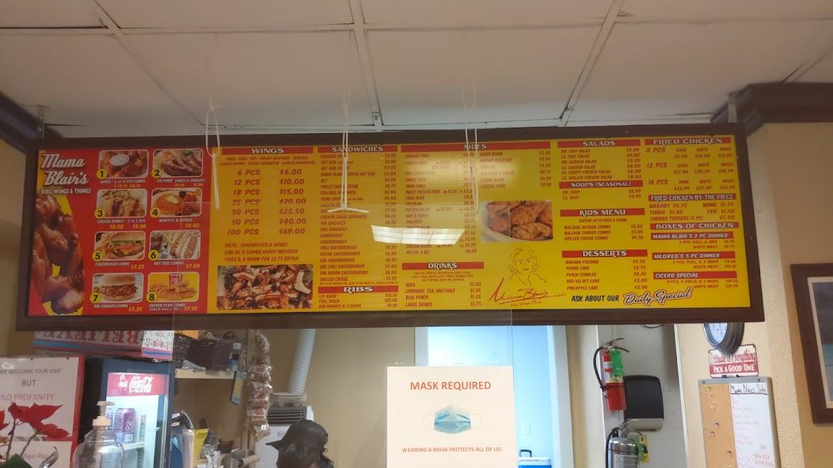 Menu at Mama Blair's Ribs, Wings, and Things restaurant,