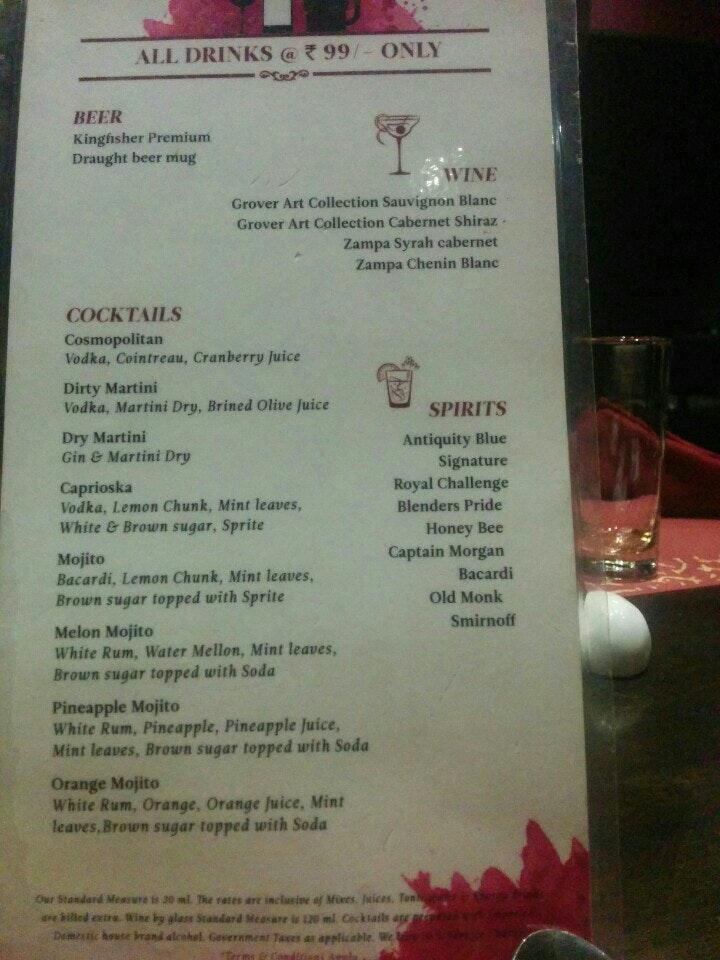 Menu at Zaheer Khan's Fine Dine, Pune, Ground Floor