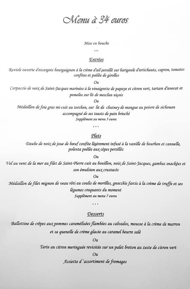 Menu at La Fleur de Thym restaurant, Flayosc