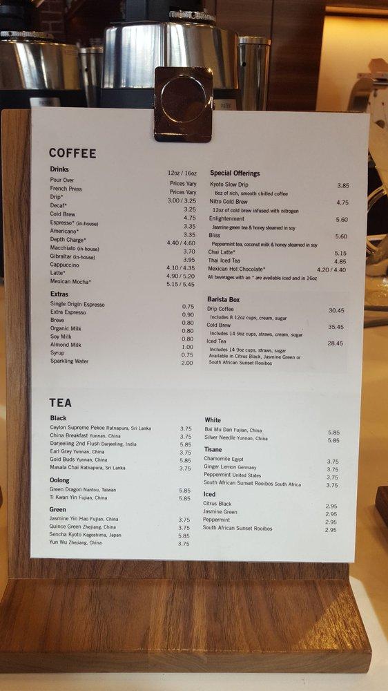 Menu at Temple Coffee Roasters cafe, Sacramento, K St