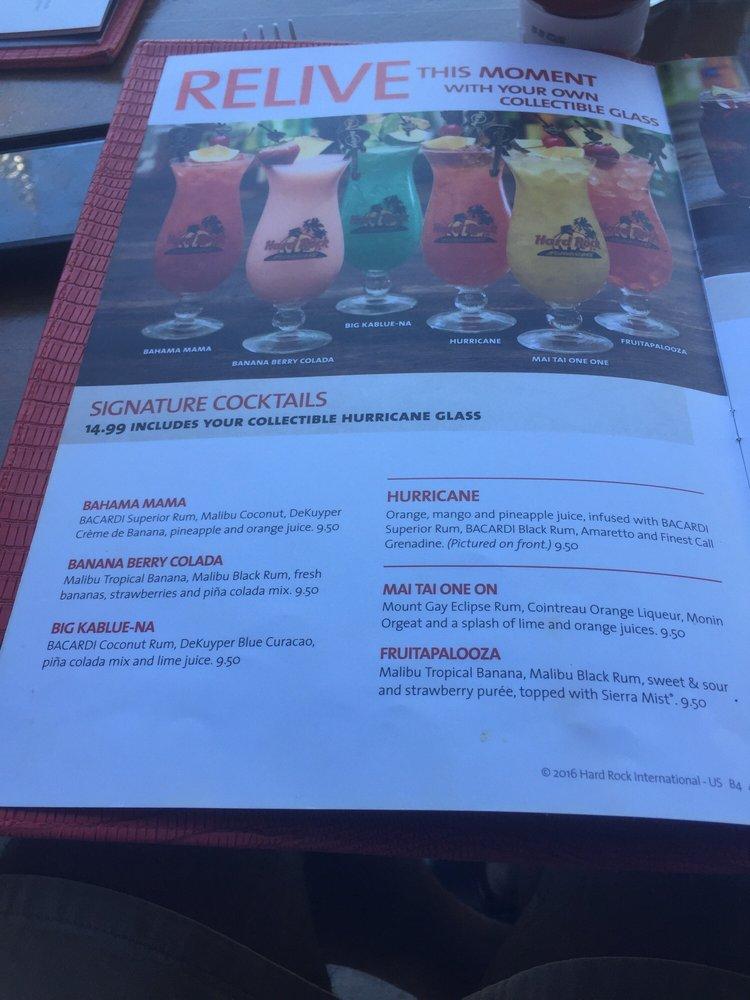 Menu at Hard Rock Cafe, Las Vegas, Las Vegas Blvd S #120