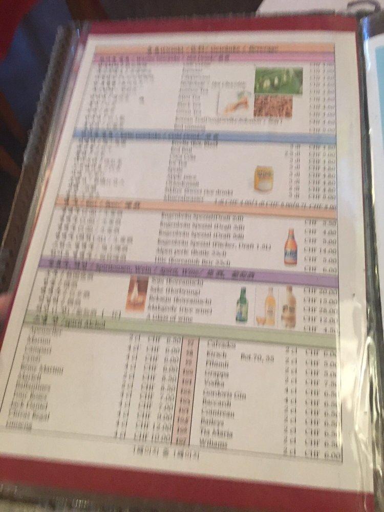 Menu at Restaurant Kangchon, Interlaken