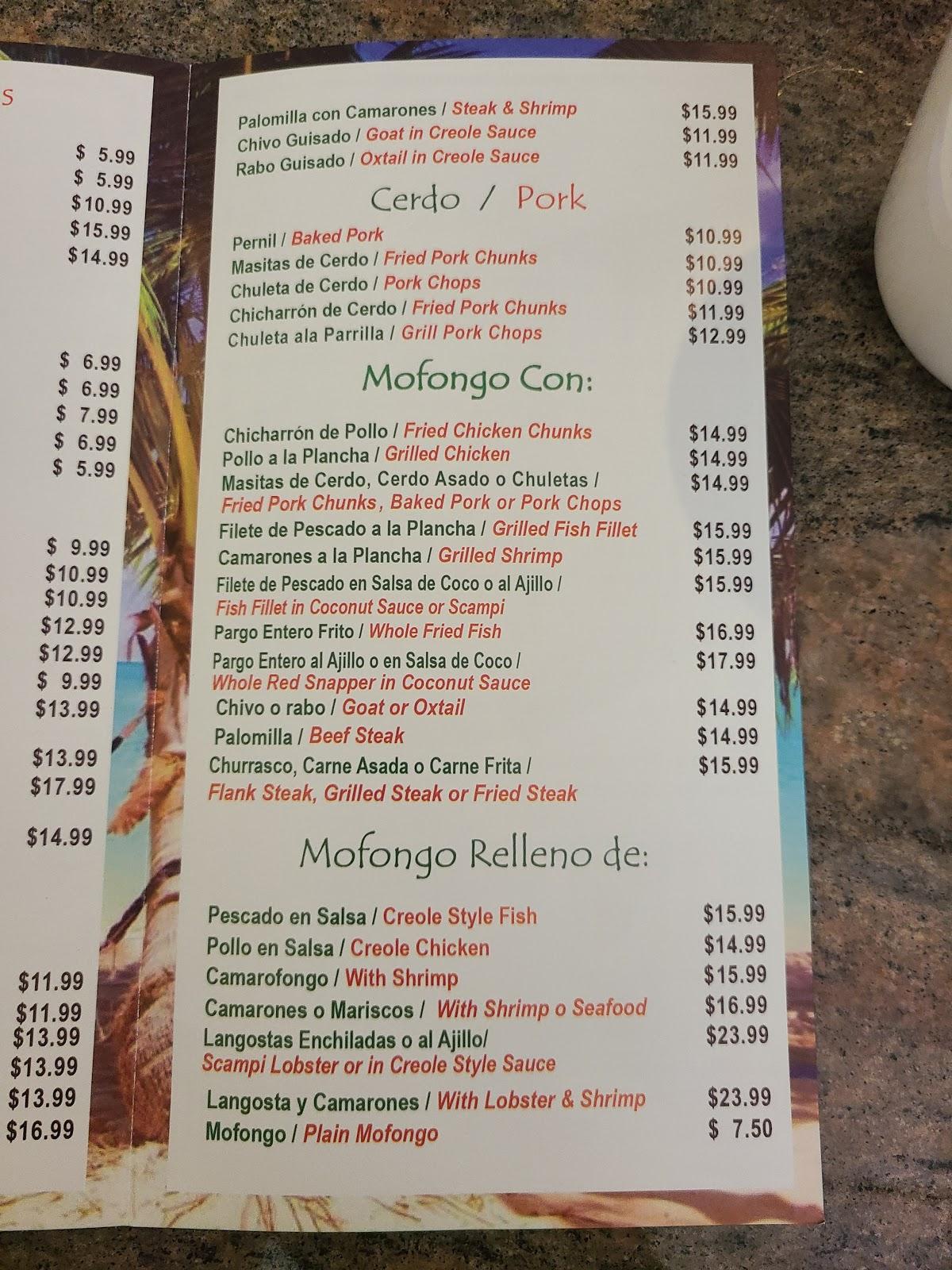 Menu at Punta Cana Restaurant Pembroke Pines, Pembroke Pines