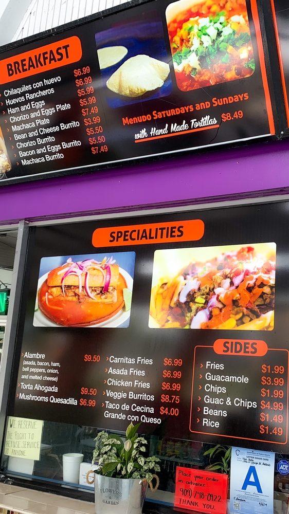 Menu at Taco Salsa restaurant, Redlands