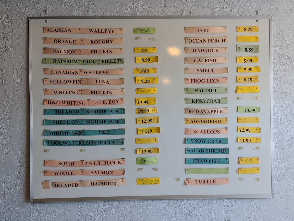 Menu at Cedar Valley Fish Market restaurant, Waterloo
