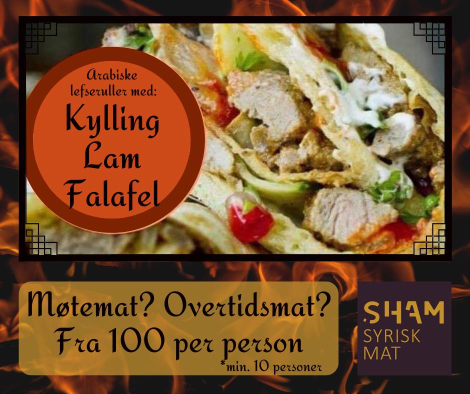 Menu at Sham, syrisk Mat restaurant, Kristiansand