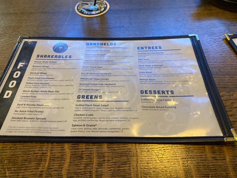 Menu at Southern Tier Brewery Pittsburgh restaurant, Pittsburgh