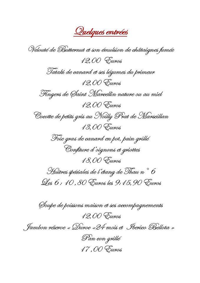 Menu at L'Envie restaurant, Agde