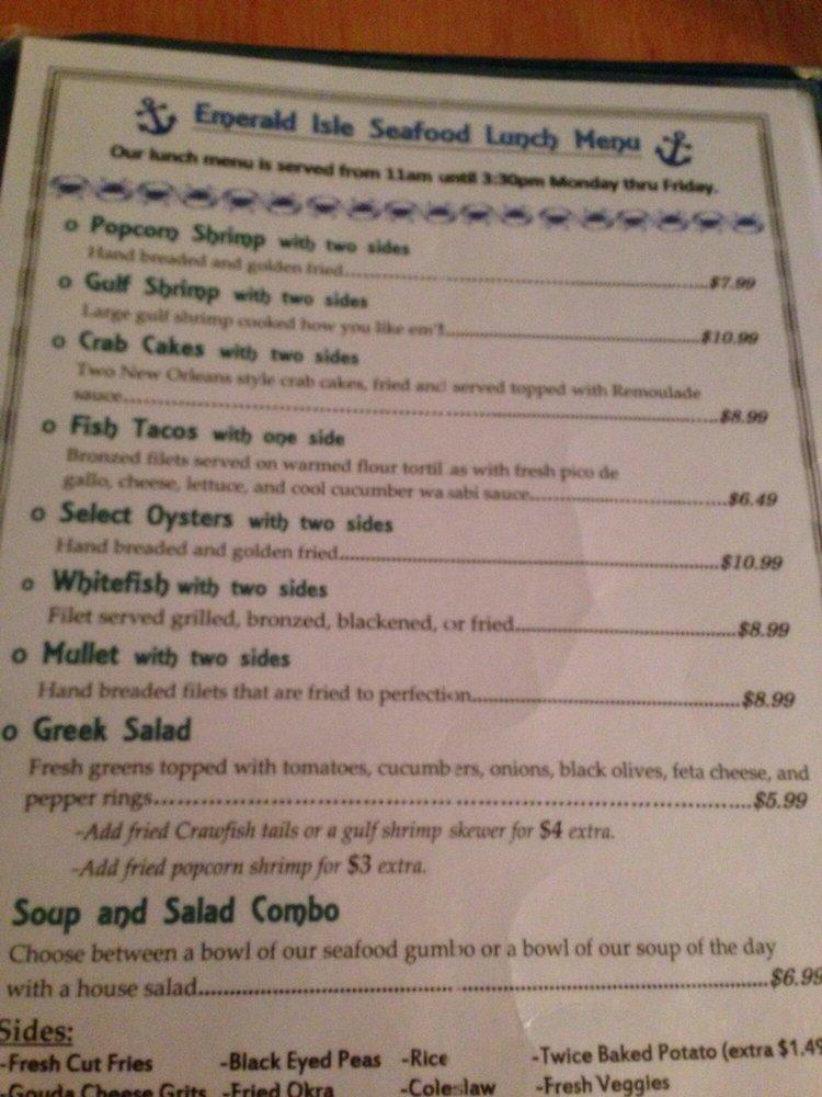 Menu at Emerald Isle Seafood restaurant, Crestview