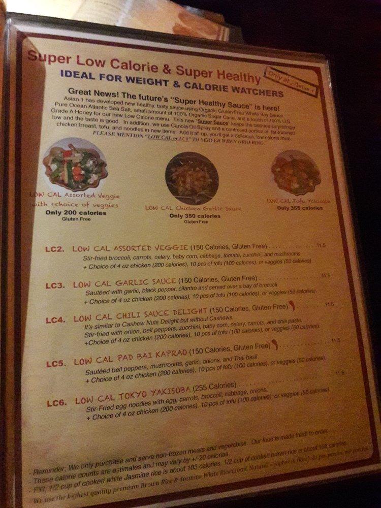 Menu at Asian 1 in Bellingham restaurant, Bellingham, Meridian St 101