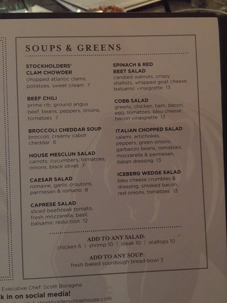 Menu At Stockholders Steakhouse Weymouth 