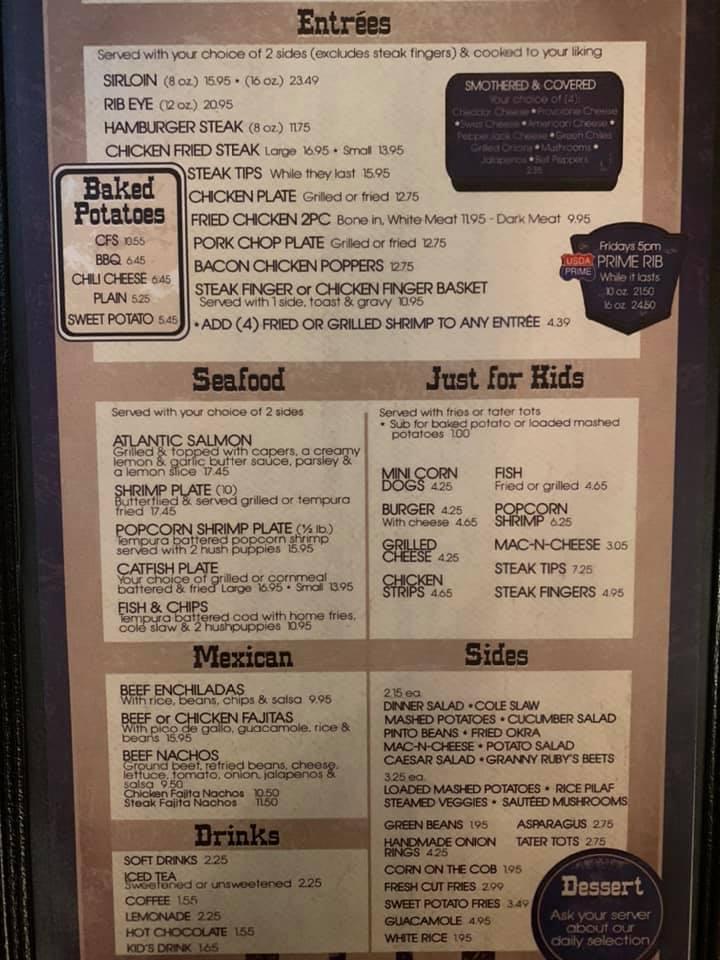 Menu at The Feed Mill BBQ, Gatesville