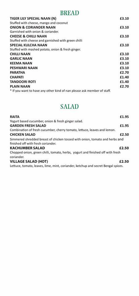 BENGAL TIGER LILY, Nether Alderley - Menu, Prices & Restaurant