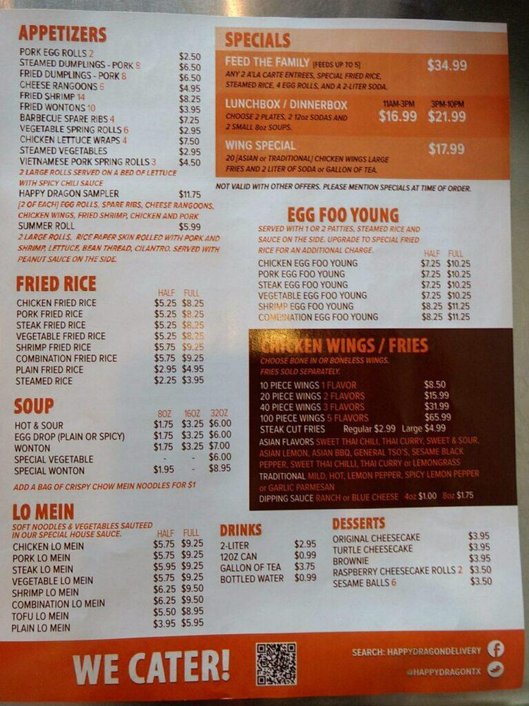 Menu at Happy Dragon restaurant, New Braunfels, I35 Ste 311