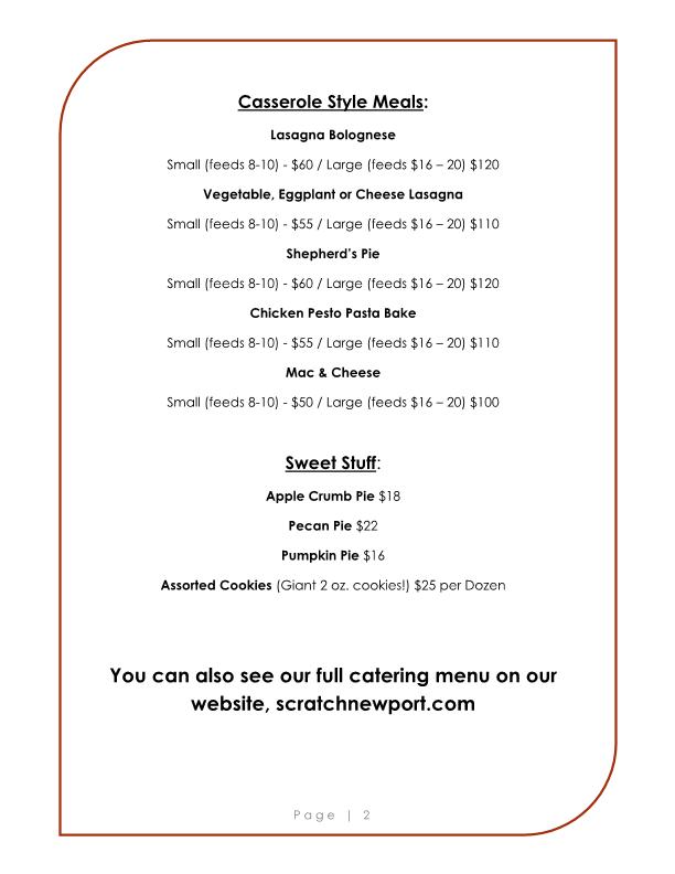 Menu at Scratch Kitchen & Catering restaurant, Newport