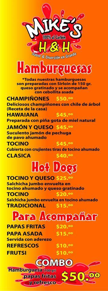Menu at Mike's restaurant, San Miguel de Cozumel