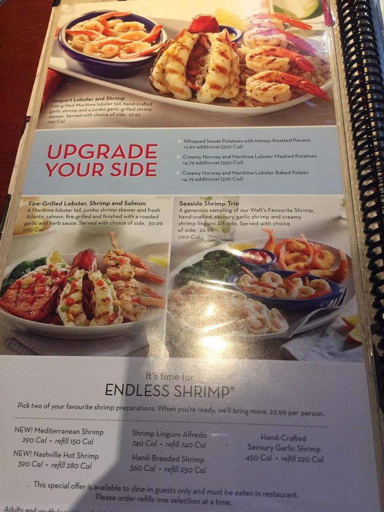 Menu at Red Lobster restaurant, Toronto, Sheppard Ave E