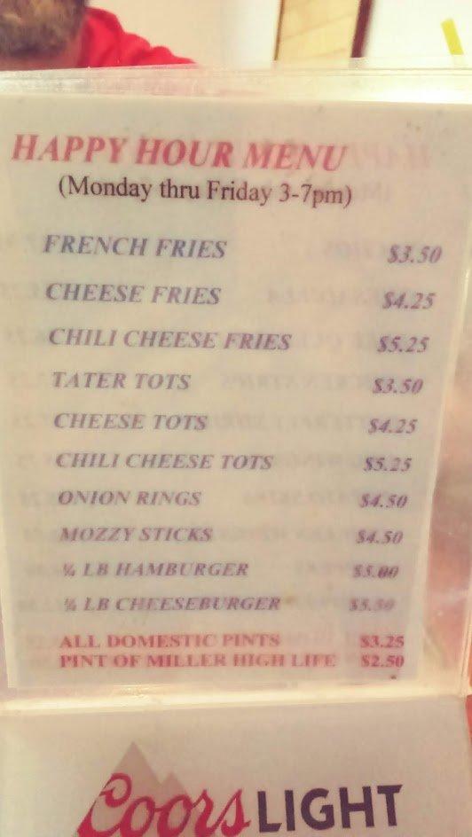 Menu at Auto's Pub, Vancouver