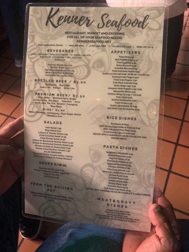 Menu at Kenner Seafood, Market, Restaurant & Catering, Kenner
